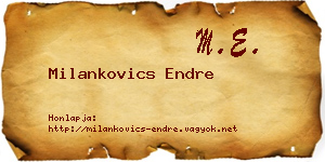 Milankovics Endre névjegykártya